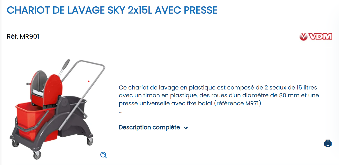 CHARIOT DE LAVAGE SKY 2x15L AVEC PRESSE
